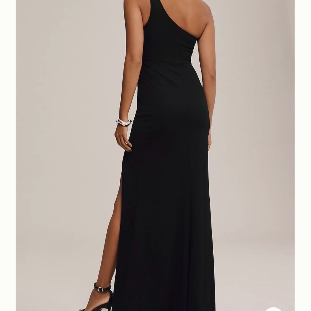 BHLDN Anthropology one shoulder Black Tie Gown